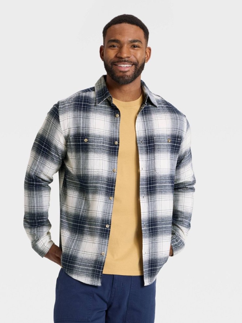 Goodfellow & Co Navy and White Plaid Shirt